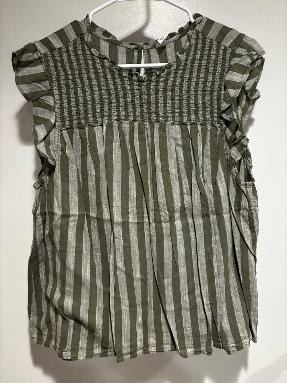 Old Navy Cotton Blend Smocked Ruffle Detail Tank Vertical Stripe XL